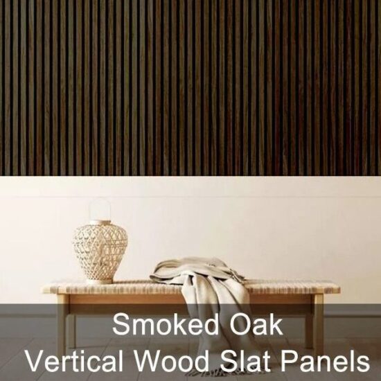 Smoked Oak Vertical Wood Slat Panels